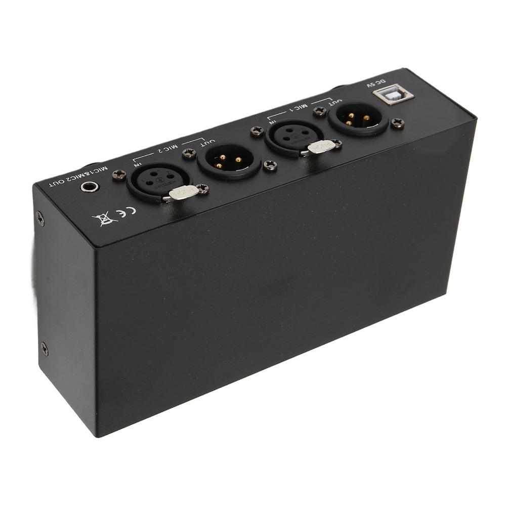 High Stability 48V Phantom Power Supply With XLR Cable 2 Channel  For Condenser Microphone