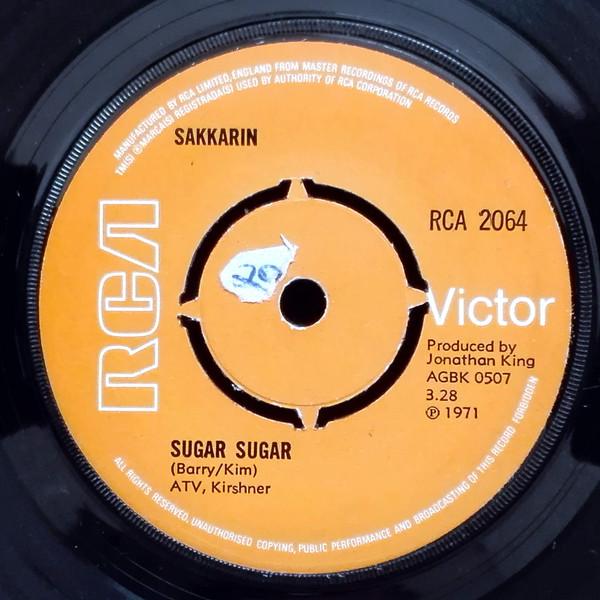 7-дюймовая пластинка SAKKARIN Sugar Sugar RCA2046 RCA Victor 1971 UK Pop Б/у