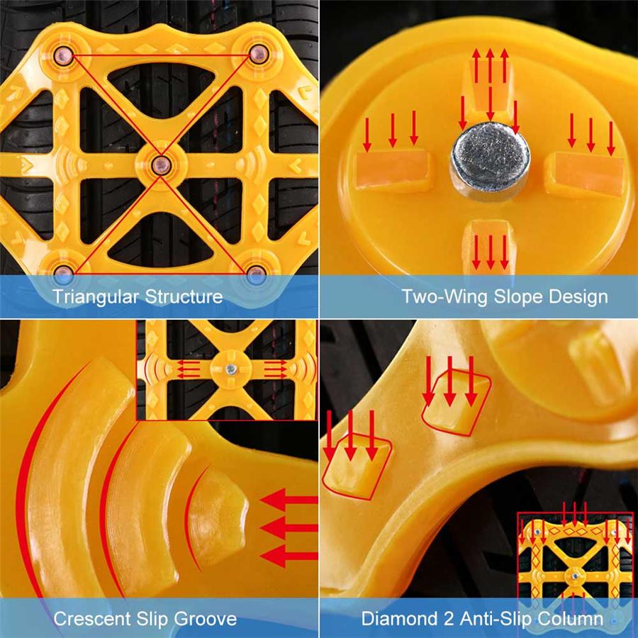 3Pcs Universal Beef Tendon Manganese Steel Nails Thickened Emergency Tire Chains Snow Chains Anti-skid Chains Belt For Car