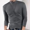 Spring Autumn Men Fitness Top Slim Fit Half-high Collar Stretchy Long