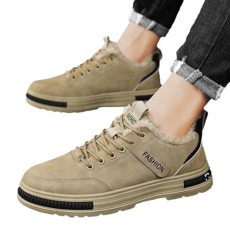 Мужская обувь зимняя бархатная новая обувь для инструментов мужская корейская версия универсальная нескользящая спортивная повседневная обувь для доски рабочая страховая обувь мужская