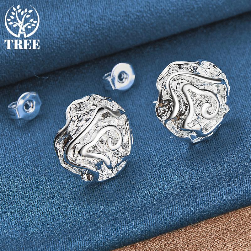 Ювелирные серьги-гвоздики из стерлингового серебра 925 пробы с розами и цветами