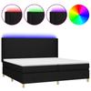 Box Spring Bed with Mattress & LED Black 200x200 cm Fabric