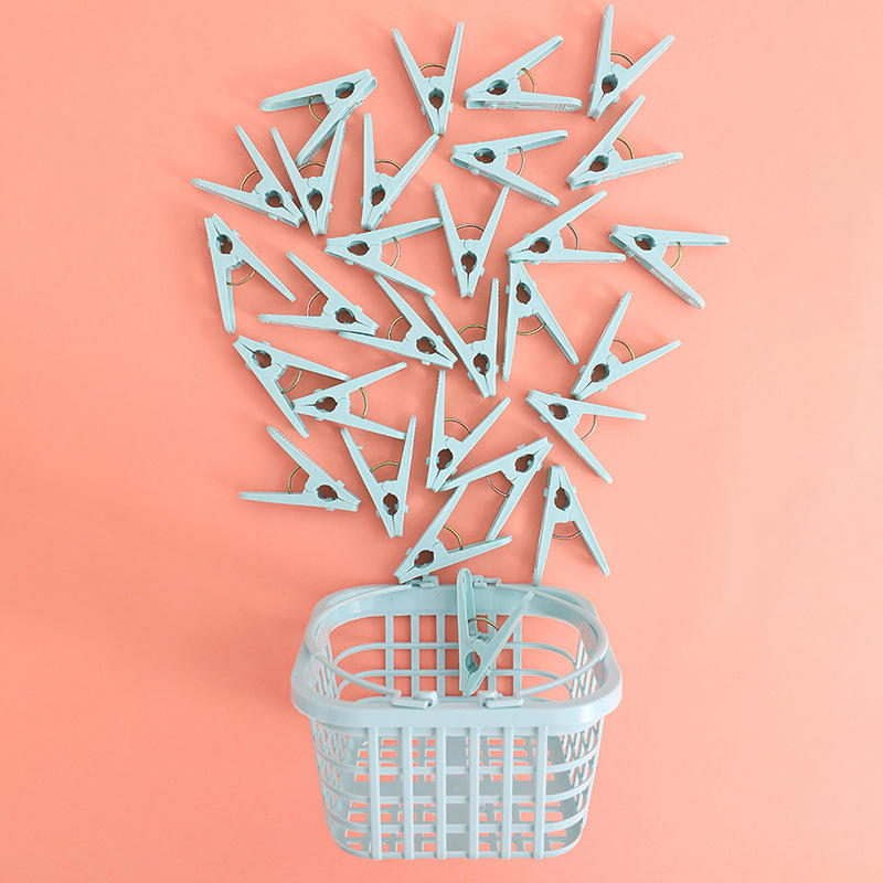 Крепкие ветрозащитные прищепки для сушки одежды для балкона, улицы, для фиксации нижнего белья, носков, шарфов, упаковка 30 шт., многоцелевые прищепки для белья с корзиной, розовые