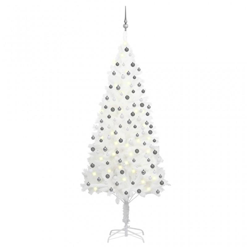 Day and Night - Day and Night Pre-lit Christmas Tree with Lights and Balls White 210 Cm