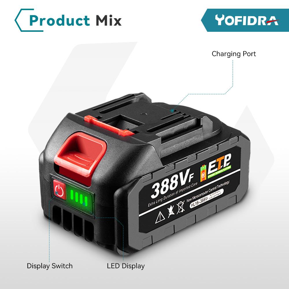 Yofidra 21V 15000mAh Rechargeable Lithium Ion Battery For Makita Cordless Drill/Brushless Wrench/Screwdriver/Circular Saw EU Plug