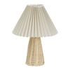 Pleated Table Lamp Bedside Night Lamp with Rattan Base Vintage Style Soft Warm Light for Bedroom Decoration