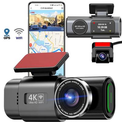 Новый двойной объектив 4K видеорегистратор для вождения Мини-камера GPS Wi-Fi Круглосуточная парковка с камерой заднего вида 1080P Ночное видение Черный ящик Автомобильная бортовая запись