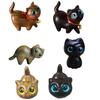 Cat Miniature Figurines Sandalwood Hand Carving Animal Sculpture Craft Desk Ornaments Birthday Gift