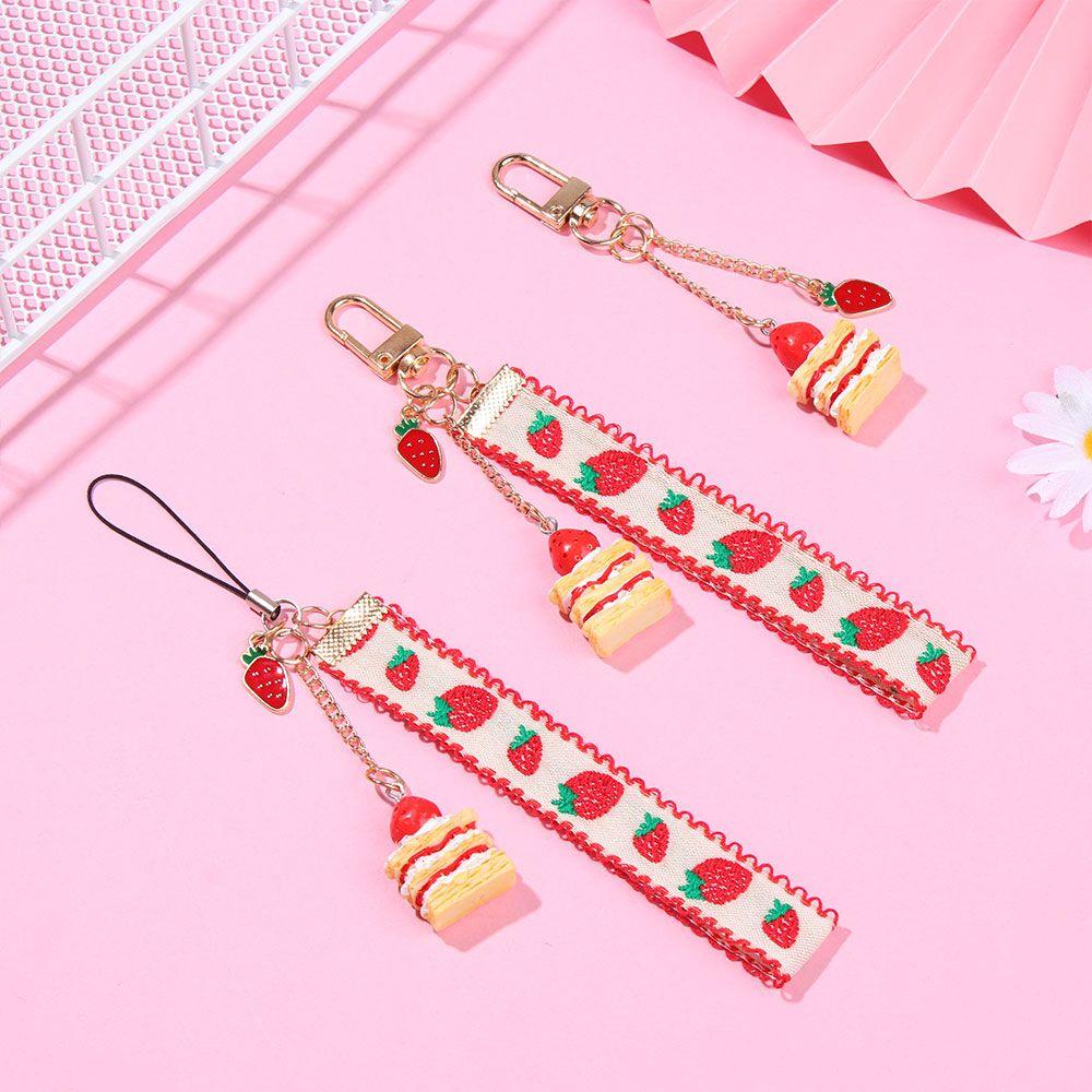 Fashion Charm Popular Bag Pendant Cake Mobile Phone Lanyard Cute Strawberry