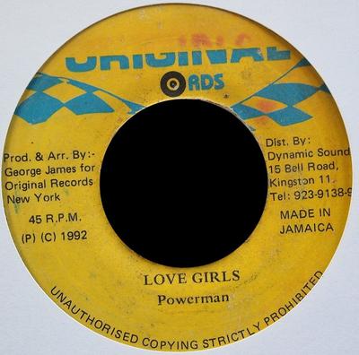7-дюймовая пластинка POWERMAN Love Girls NONE Оригинальная пластинка 1992 Ямайка Регги Ска Даб Б/у