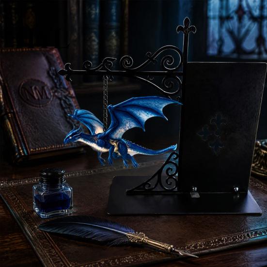 Dragon Sculpture with Stand Magical Flying Bookshelf Lamp, Warm Hanging Night Light, Fantasy Desk Wall Ornament Reading Nook Decor, Unique Gift