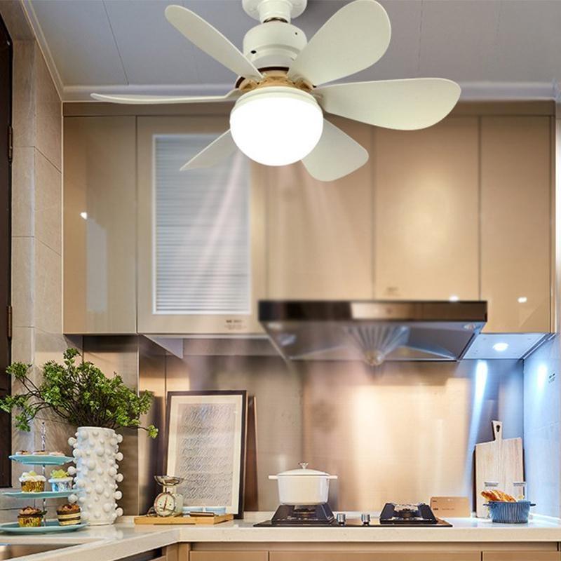 Светодиодный небольшой потолочный вентилятор, бесшумный, сильный ветер, скорость затемнения, E27, винтовой колеблющийся вентилятор, светильник