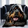 1PC Custom Name Rottweiler Strength Loyalty flannel blanket versatile,all-season throw suitable for the living room,bedroom,camping,travel,and gift
