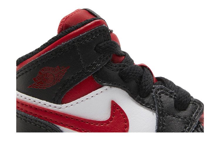 Детские кроссовки Jordan 1 Mid Черно-огненно-красные (ТД) Черный/Огненно-красный-Белый