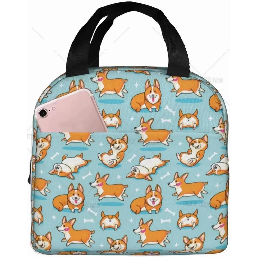 Сумка для ланча Corgis Dog Flower для взрослых, изолированный ланч-бокс с милым рисунком, многоразовая сумка для ланча для учебы, работы, пикника