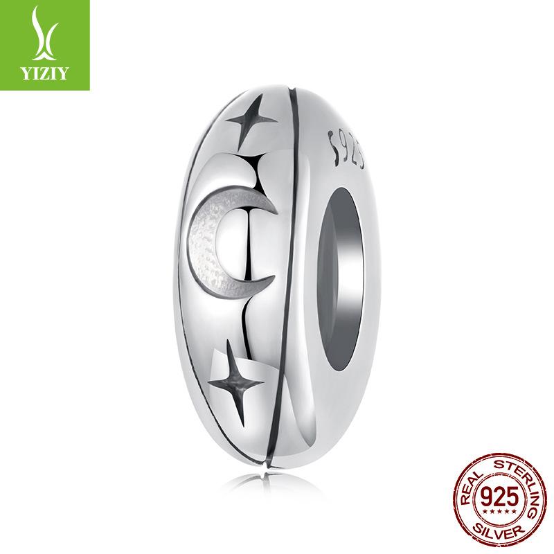 Яркая звезда и луна силиконовый позиционирующий браслет-бусины, мечтательный романтический стерлинговое серебро S925 DIY бусины