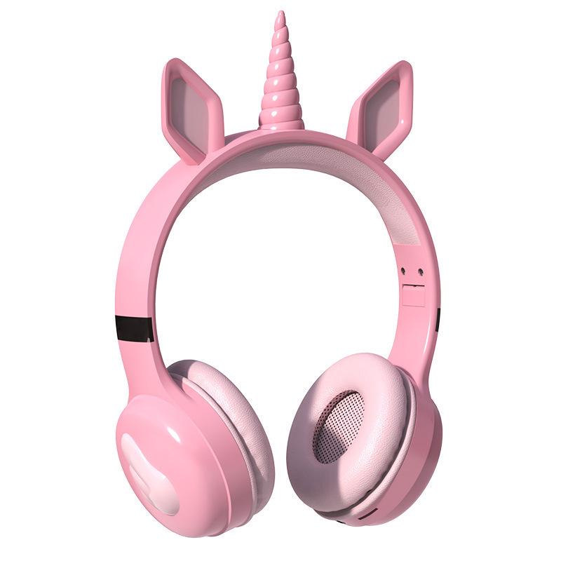 Bluetooth-наушники с ушками кошки и единорогом KE-02: Полноразмерные наушники с дышащей подсветкой, поддержкой голосовых вызовов и долгим временем работы от аккумулятора.
