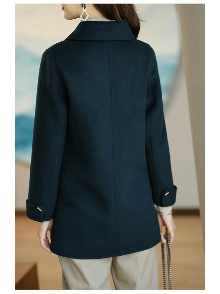 Весна 2025 Женская одежда для миниатюрных фигур, стройнящее универсальное шерстяное пальто с хлопковой подкладкой