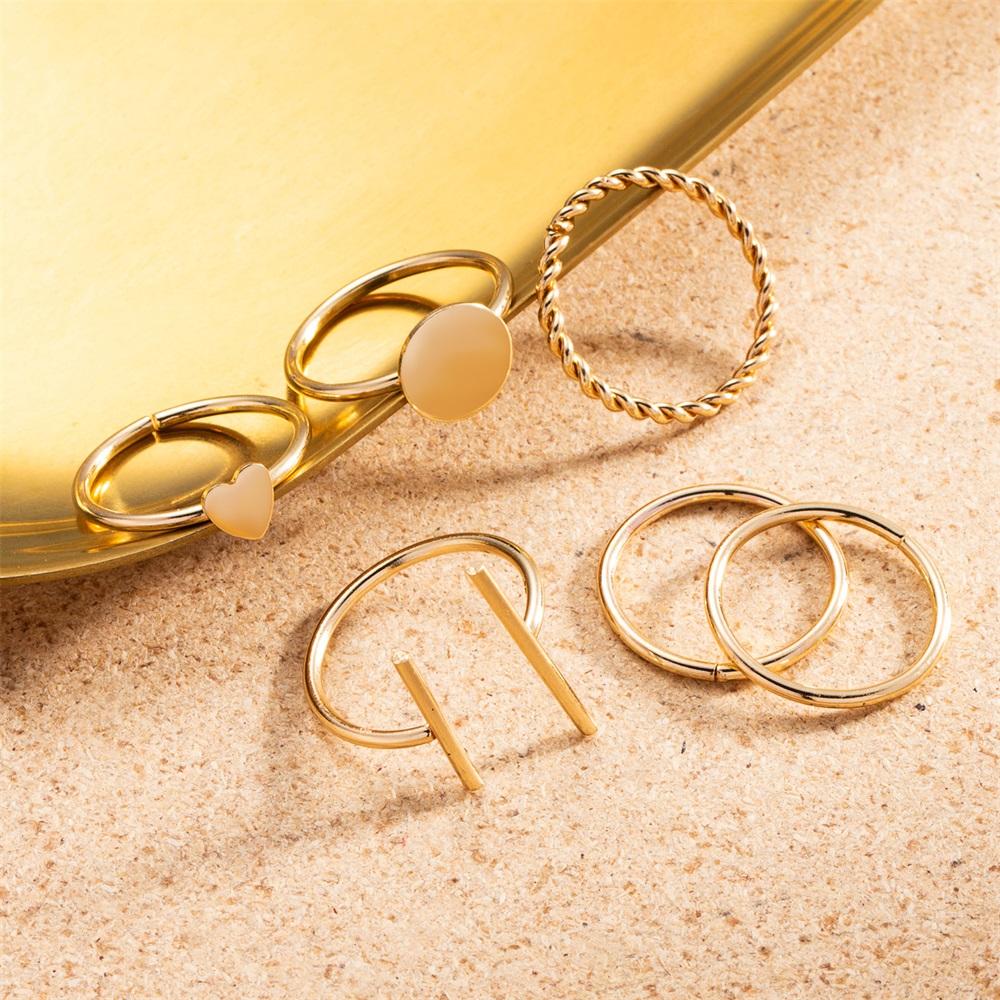 Элегантный и универсальный модный круглый комплект колец «Любовь», комплект колец в форме сердца, простое кольцо, популярные женские украшения