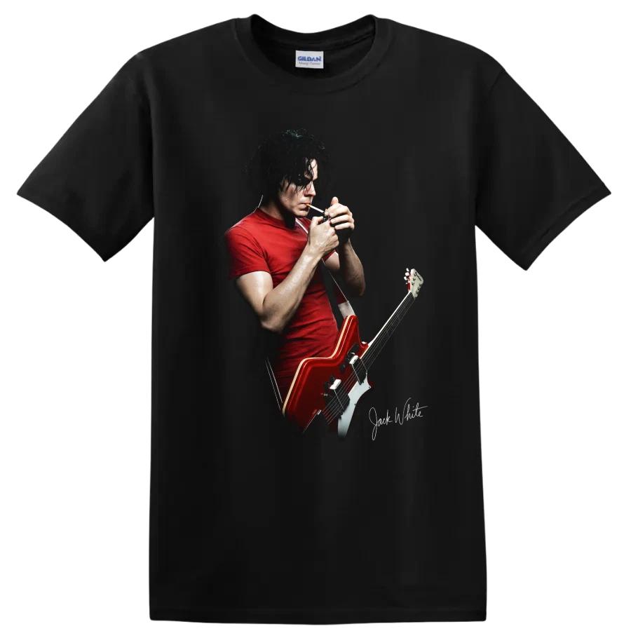 Jack White Music Guitar T Shirt Red Electric Performer Portrait Tee