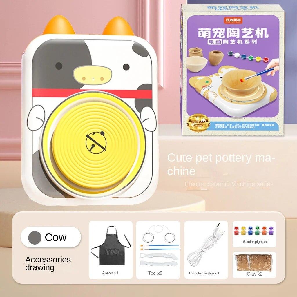 DIY Soft Pottery Clay No-burning No-bake Clay Pottery Clay Machine Electric Turntable Hand-painted Embryonic Pottery Machine