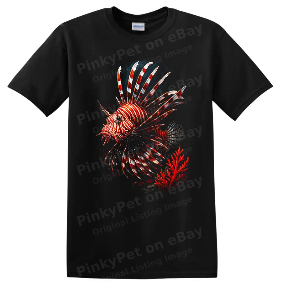 Lionfish T Shirt Ocean Marine Art Graphic Tee Colorful Deep Sea Fish