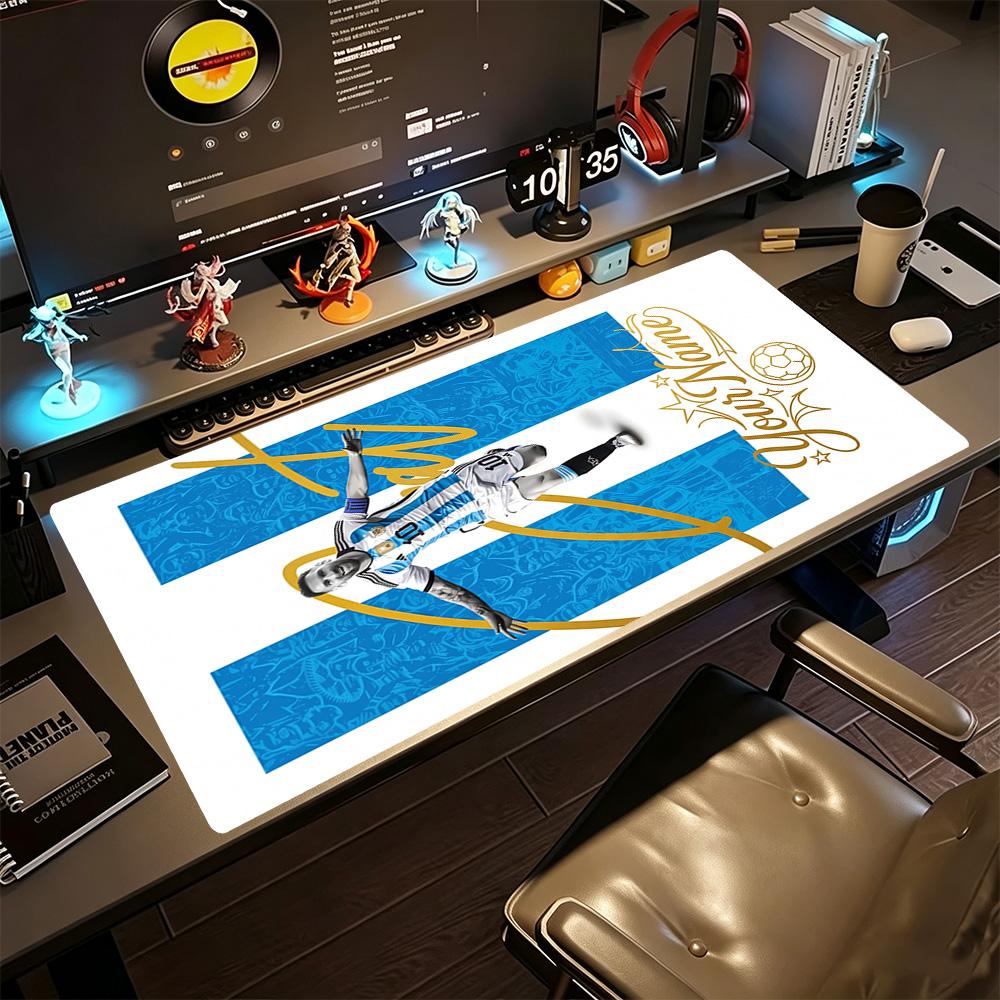 Football Messi Customized Name Mouse Pad Gaming Laptop Mouse Pad Computer Desk Keyboard Mat Non-Slip Rubber Base Computer Decor Item Office Use