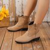 Женские ковбойские сапоги в западноевропейском и американском стиле 2024 года, осень и зима, новые замшевые короткие сапоги с острым носком для женщин, туфли на платформе