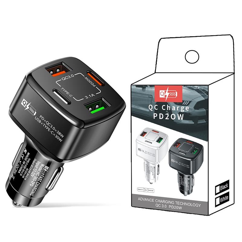 Автомобильное зарядное устройство 38 Вт, 2 USB, 1 PD Type-C, быстрая зарядка 3,1 А, зарядка телефона, адаптер Quick Charger QC 3.0 для iPhone 16 15, ноутбуков, планшетов