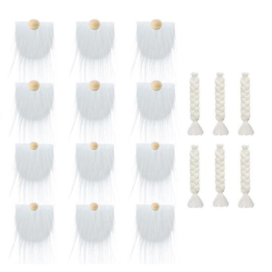 Набор из 18 бород и кос для кукол-гномов своими руками, бороды из искусственного меха с носом-шариком из дерева, украшения своими руками, товары для творчества на Рождество, кукла-гном