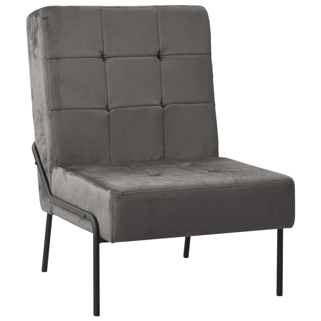 Vidaxl Fotel, 65X79X87 Cm, Ciemnoszary, Obity Aksamitem