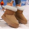Fashion Women Boots Winter Flat Wear-resistant Soft Warm Women Shoes Fashionable Bow Round Toe Elegant Snow Boots Women Zapatos De Mujer