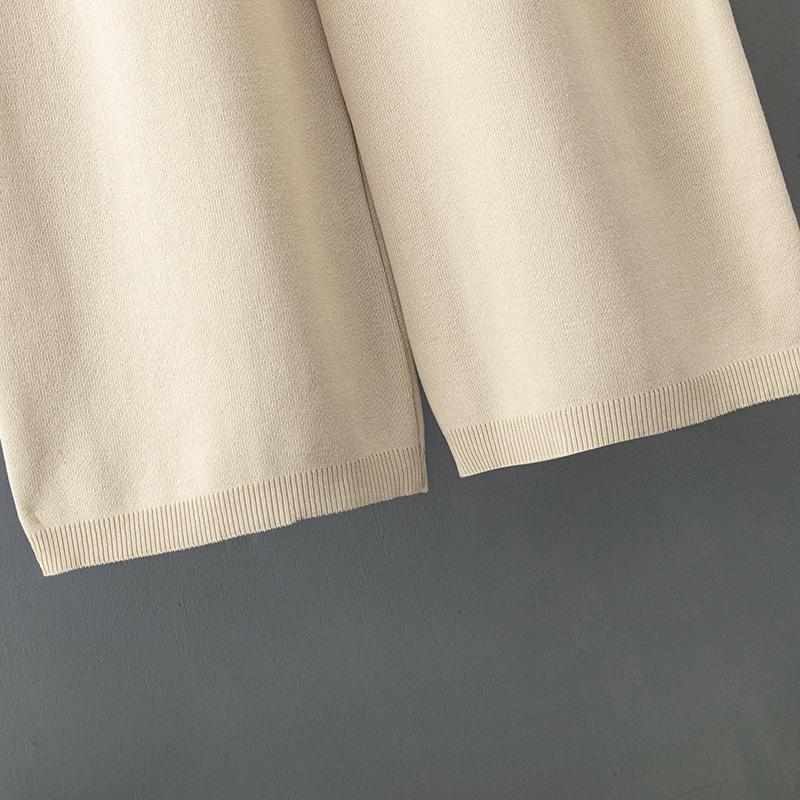 Женский однотонный свитер с v-образным вырезом из ледяного шелка, весна-осень, свободный свитер с высокой талией, комплект из двух предметов