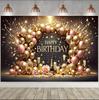 Happy Birthday Black Gold Balloon Background Home Wall Decoration Photography Supplies Suitable for Family Birthday Party