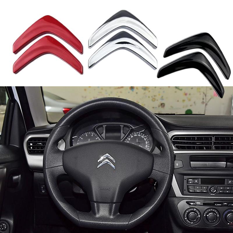 GWOJ1 4.9cm Metal Steering Wheel Emblem for Citroën C1 C2 C3 C4 C5 Elysee Picasso OEM Style Replacement Chrome Logo Auto Accessories