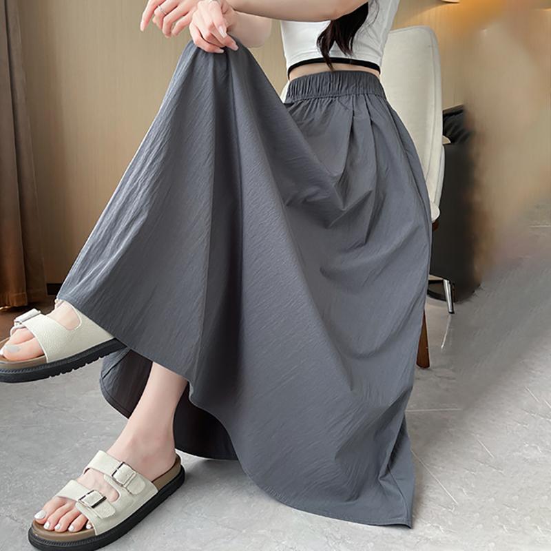 2025 Новая летняя юбка с высокой талией, женская юбка-зонтик А-силуэта, длинная плиссированная юбка, абрикосовая юбка Yamamoto