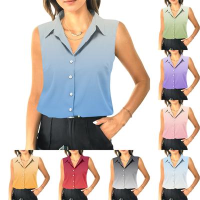 Женский летний свободный топ без рукавов с воротником-стойкой