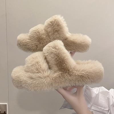 Женская обувь осень и зима новые женские тапочки из кроличьей шерсти легкие теплые домашние тапочки из хлопка