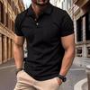 Summer Jacquard  Polo Shirt Simple Autumn Tops Fashionable Solid Color Lapel Men's Button Short Sleeve Polos Shirts