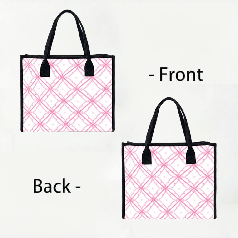 Pink Geometric Pattern Shoulder Bag Casual Daily Tote Large Capacity Handbag