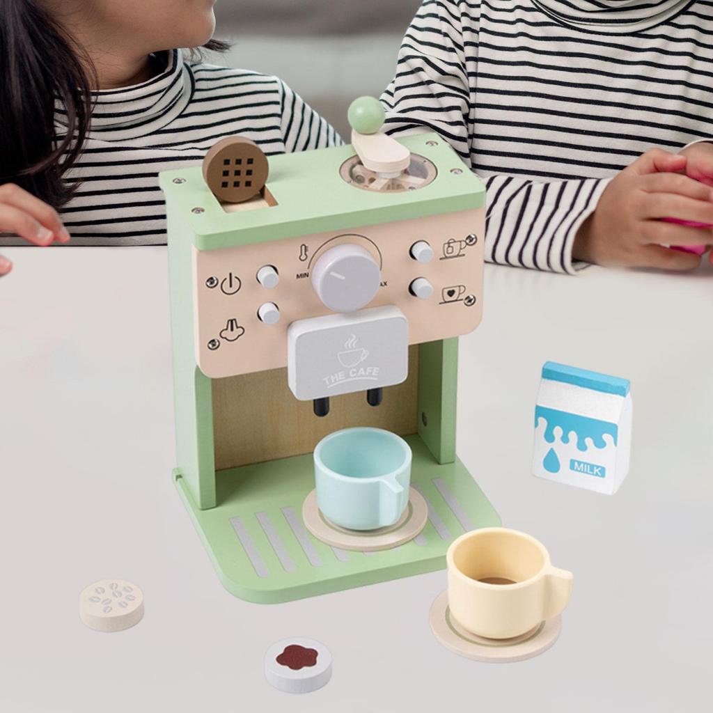wooden Nordic Home Tea Set Coffee Machine Little Girl Afternoon Tea Kitchen Toys Children's Room Kindergarten Birthday Gift