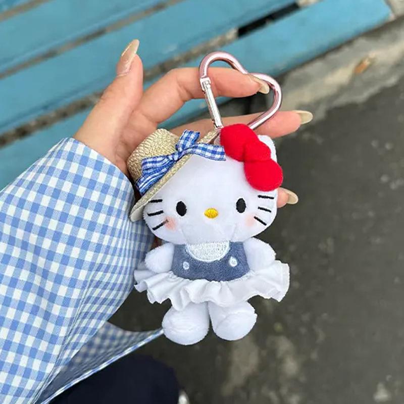 */Sanrio Peripheral Doll Keychain Cute Fashion Sunglasses Kt Cat Keyring Backpack Plush Toy key chain Birthday Gifts