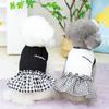 Puppy Summer Clothes Soft Dog White and Black Dress Plaid Dog Skirt Chihuahua French Bulldog Bichon Dog Vest Girls Dog Costume