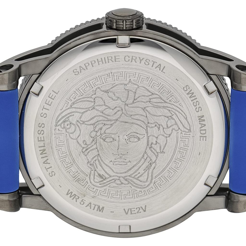 Watch Palazzo Black Dial Stainless Steel Sapphire Glass Quartz 43MM Swiss Watch VE2V00722 Blue [Versace] V-PALAZZO Men's [Item]