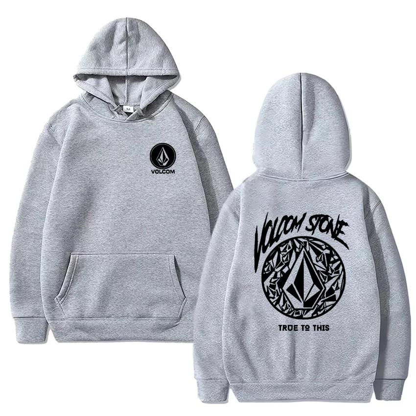 Volcom Men Oversized Long-sleeve Hoodie Hip-hop Fashion Casual Street Outdoor Y2K Fleece Autumn and Winter Sweatshirt Clothing