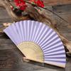 Hand Held Fans White Silk Bamboo Folding Fans Handheld Folded Fan for Wedding, Party, DIY Decoration