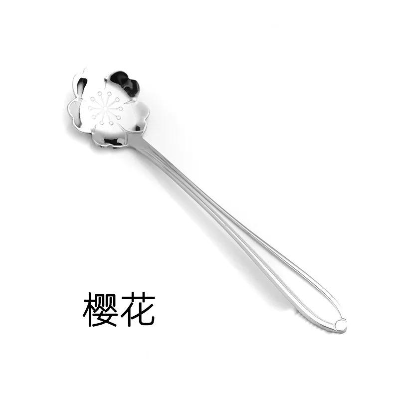 Цветочный набор ложек Маленькая чайная ложка Кофейная ложка Милая десертная ложка для мороженого Серебряная золотая ложка из нержавеющей стали для кофе и чая