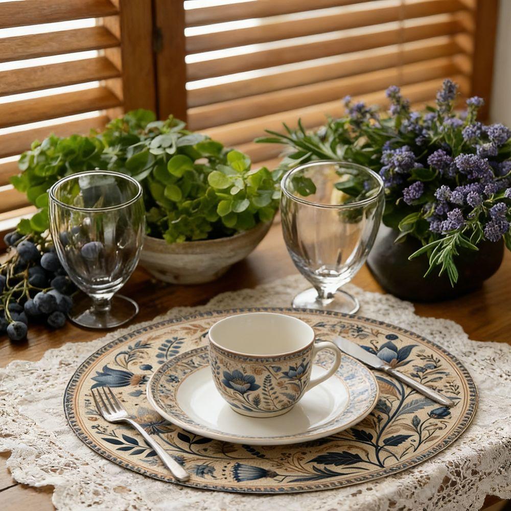 Middle East Style Coffee Cup Mats Embroidery Round Dining Mat Kitchen Supplies