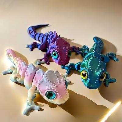3D Печать Хамелеон Украшения Многосуставные Подвижные Симуляция Дракон Цвет Мультяшный Дракон Домашний Декор Детские Крутые Подарки